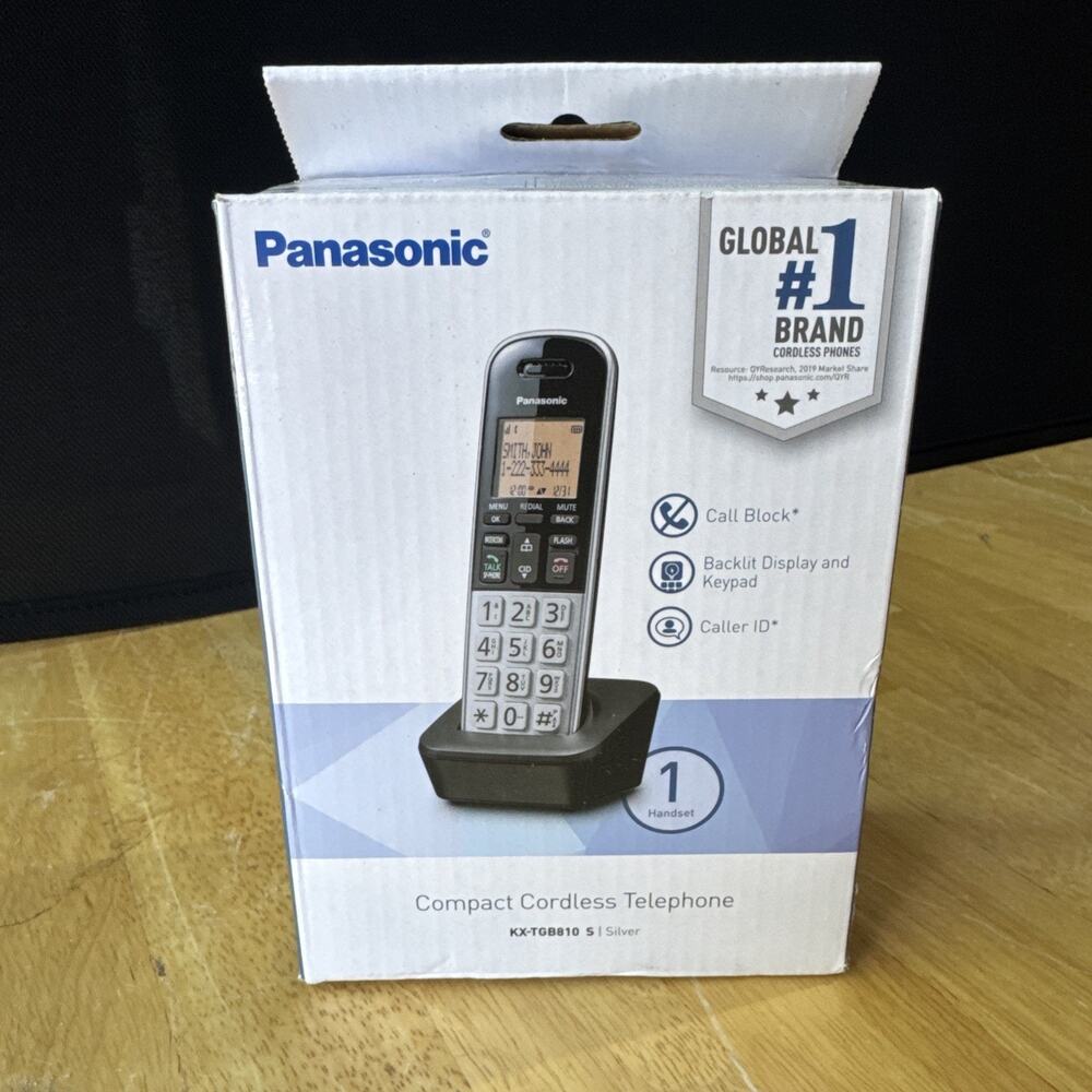 Panasonic Compact Cordless Telephone, Silver, KX-TGB810 S